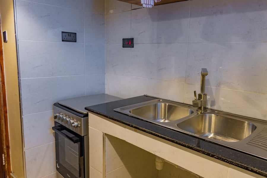Guest kitchen at Karen Plains Hotel in Karen, Nairobi, part of the long-stay base for slow travel in jacaranda season