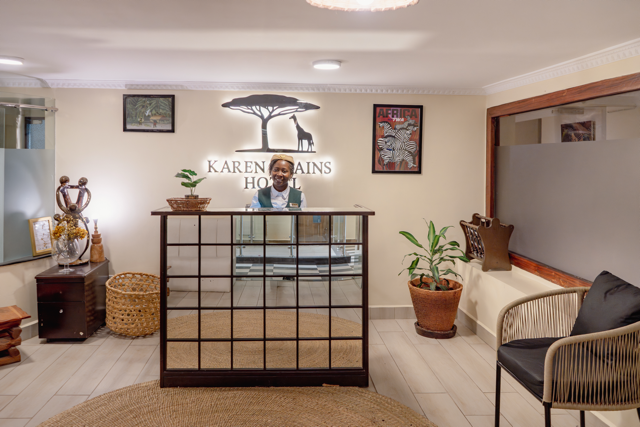 Reception desk at Karen Plains Hotel in Karen, Nairobi